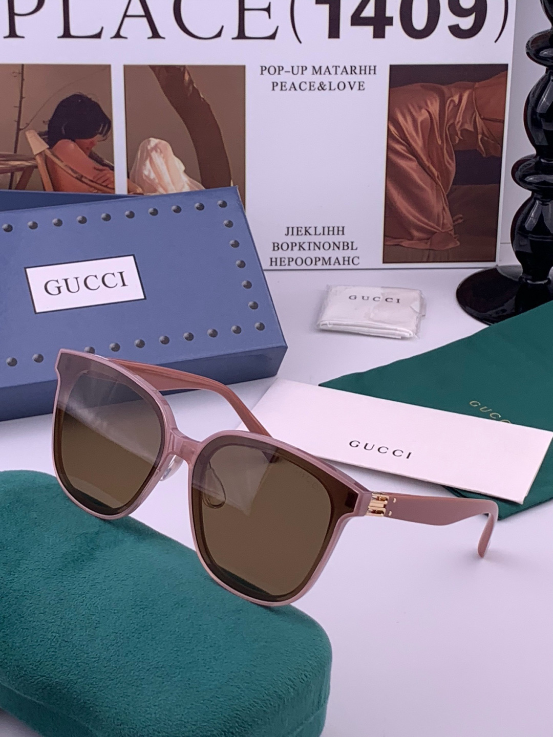 GUCCI  新款尼龙偏光太眼镜，情侣款时尚方框太阳镜佩戴舒适网红潮流款墨镜，大气女人范儿，大脸小脸都好