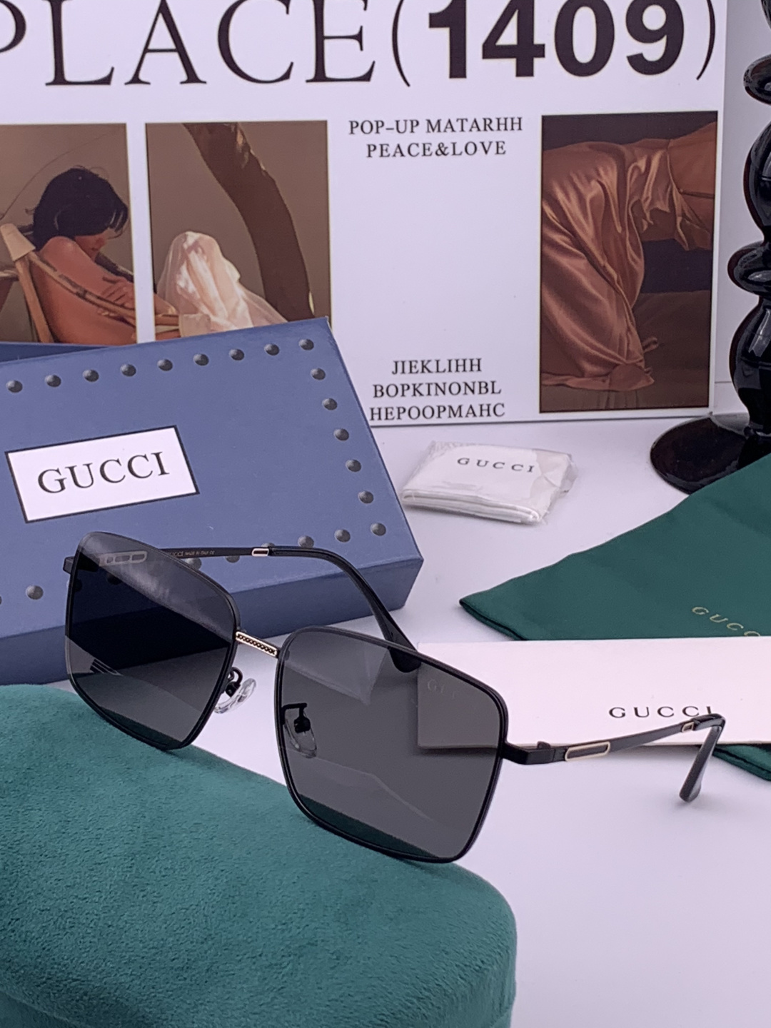 GUCCI 男款炫彩飞行员偏光太阳镜 ❤️材质：高清尼龙加厚卡槽高清偏光镜片 🌹无边框镜架💕颜👍型号：G