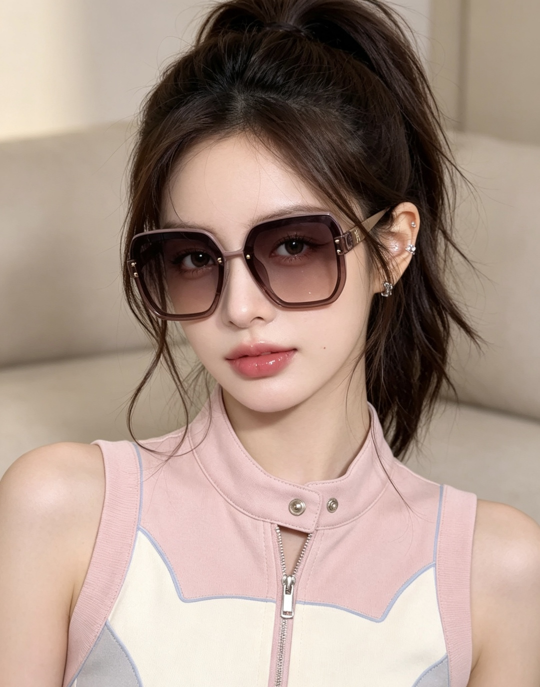 【TR偏光系列】 Gucci联名系列限量版经典的方框设计，不挑脸型，无论搭配大衣还是连衣裙都非常显气质 