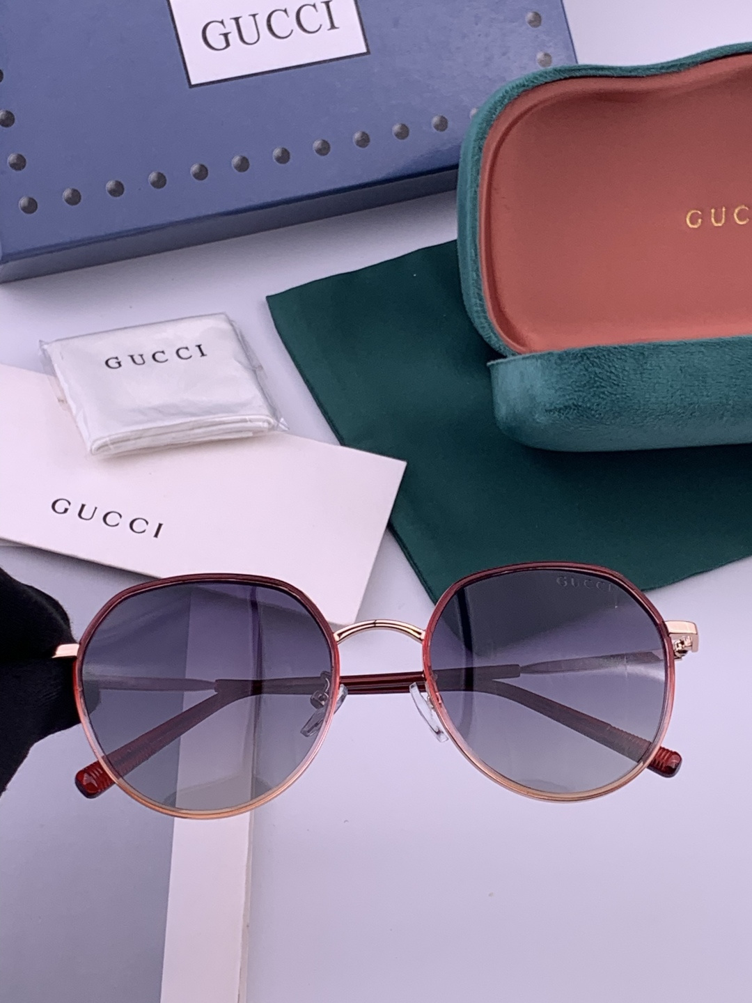 🔺 【GUCCI-偏光太阳镜】开春新款 潮流爆款 时尚圆框偏光太阳镜 高品质 佩戴舒适 网红潮款墨镜 女