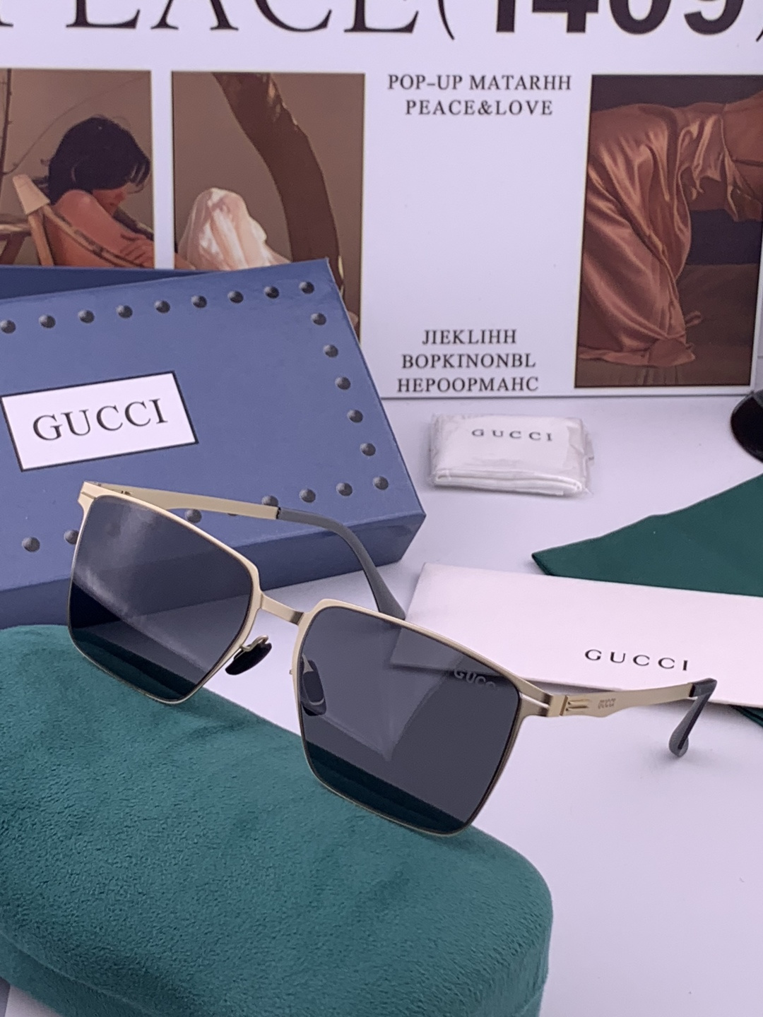 ♦️GUCCI 新款男女情侣款太阳镜多边形墨镜iP电镀永不褪色 超轻超有弹性整幅眼镜无螺丝重要的是压不坏