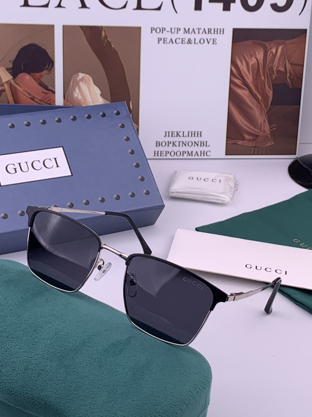 Gucci 🔥  高品质男女款墨镜   👍 进口宝丽来偏光镜片  🔥蛤蟆镜 开车钓鱼都可 🔥百搭显瘦墨镜