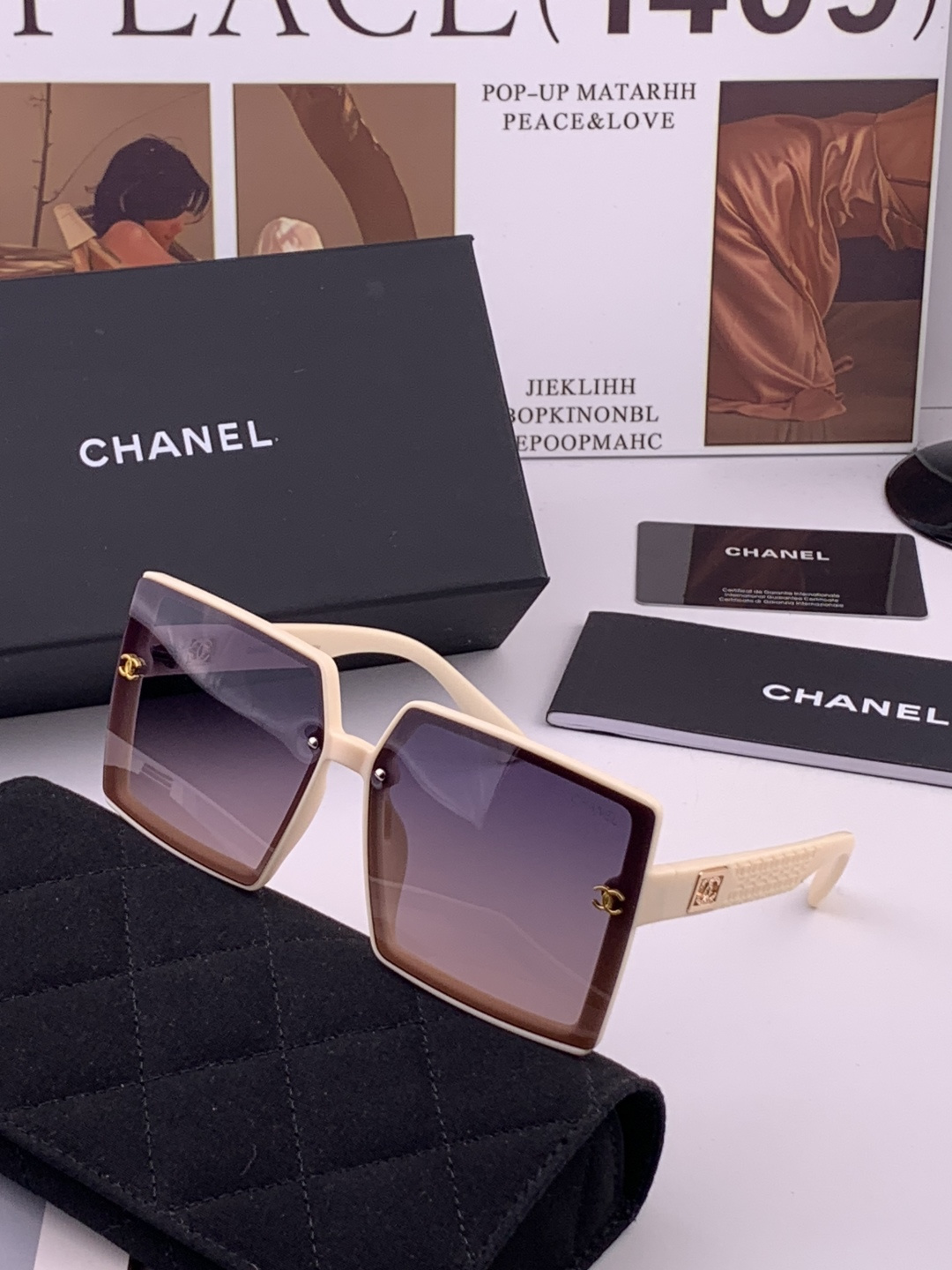【CHANEL】香奈儿 新款潮流爆款 时尚方框太阳镜 佩戴舒适 网红潮款墨镜  女士高清加厚偏光太阳镜🕶