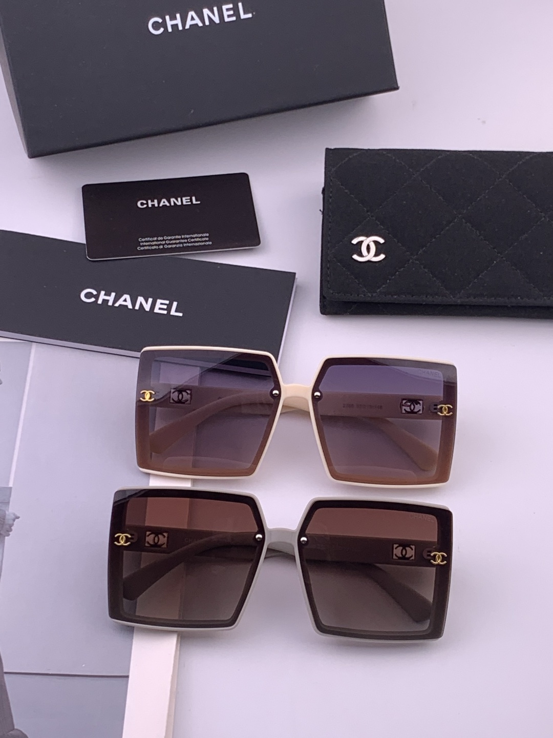 【CHANEL】香奈儿 新款潮流爆款 时尚方框太阳镜 佩戴舒适 网红潮款墨镜  女士高清加厚偏光太阳镜🕶