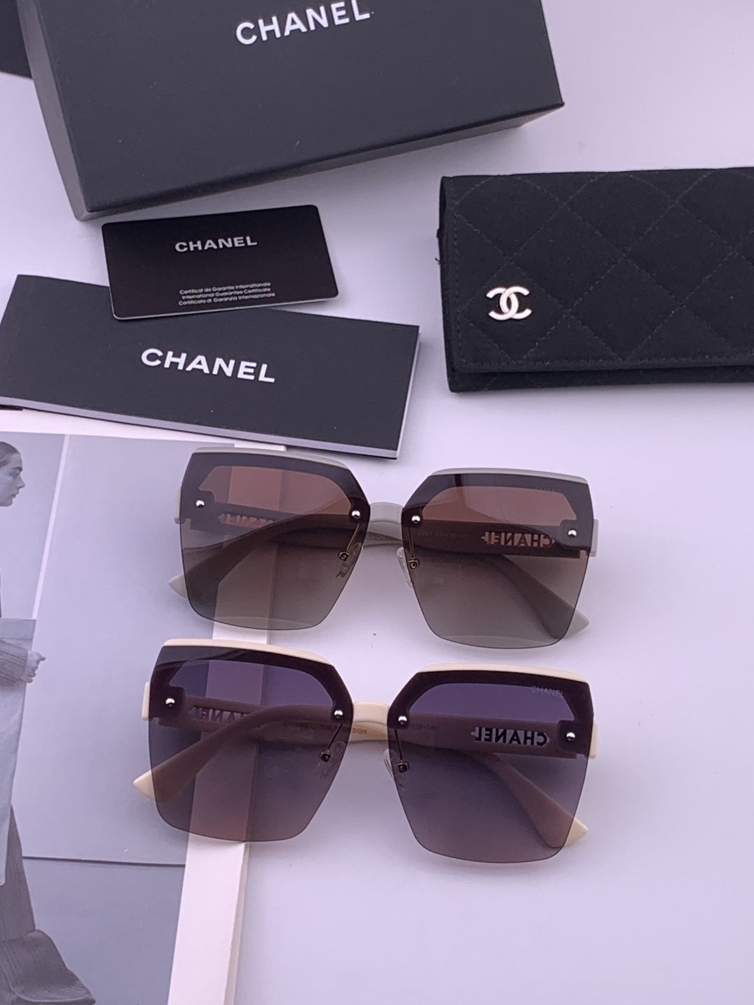 【CHANEL】香奈儿 新款潮流爆款 时尚方框太阳镜 佩戴舒适 网红潮款墨镜  女士高清加厚偏光太阳镜🕶
