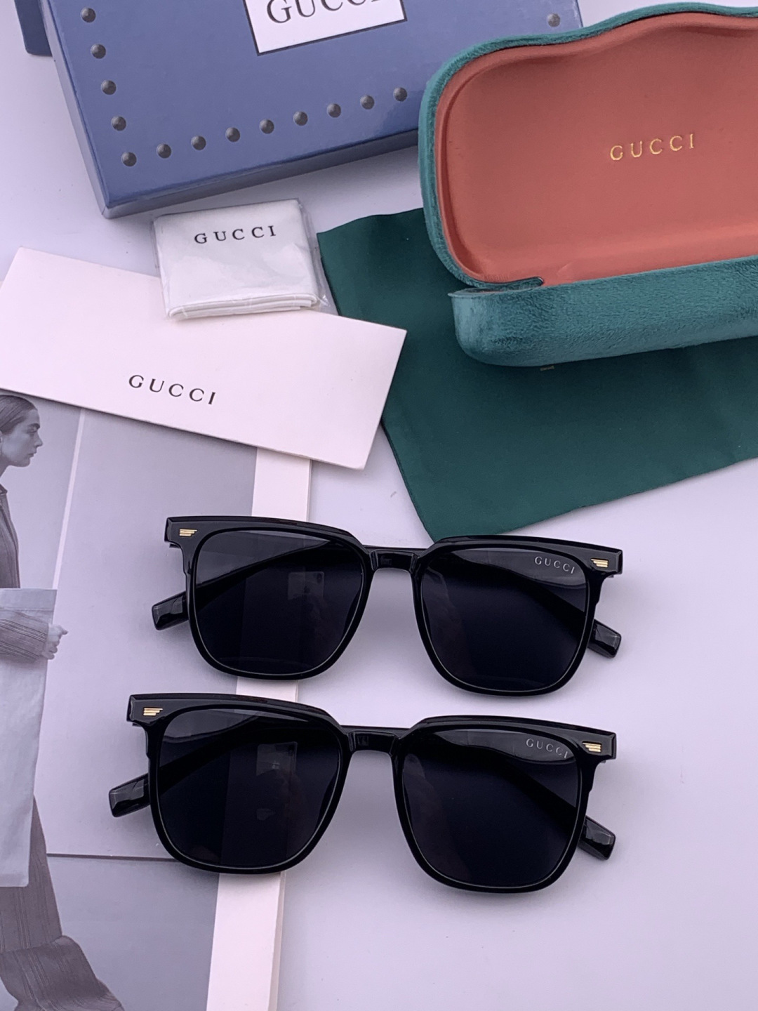 Gucci   情侣款 经典的方框设计，不挑脸型，无论搭配大衣还是连衣裙都非常显气质高清偏光镜片预防紫外