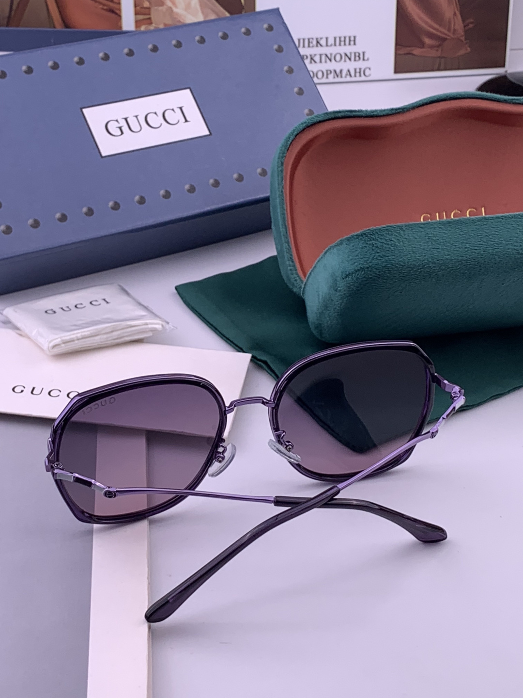 🔺 【GUCCI】开春新款 潮流爆款 时尚方框偏光太阳镜 高品质 佩戴舒适 网红潮款墨镜 女士高清尼龙偏