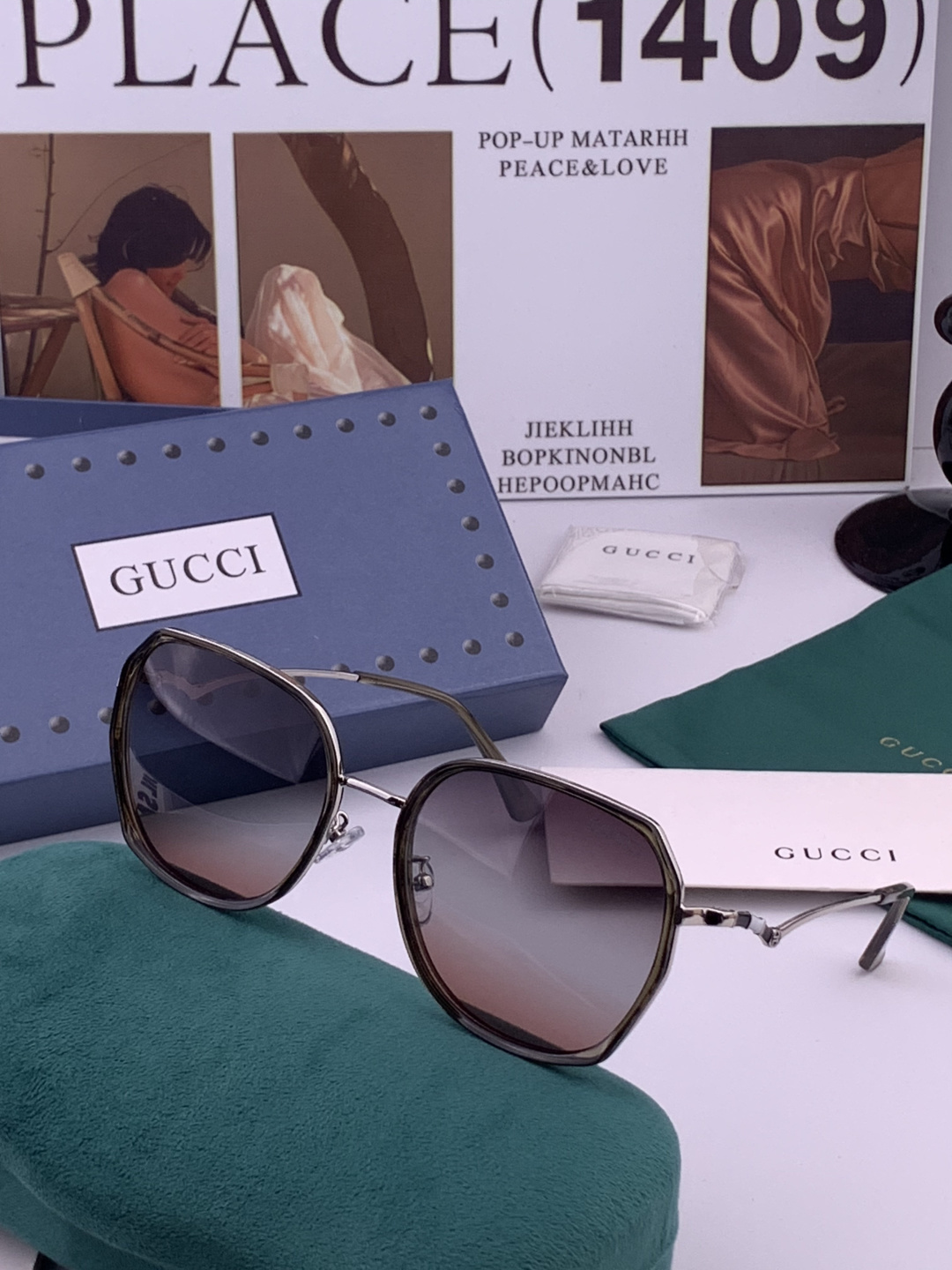 🔺 【GUCCI】开春新款 潮流爆款 时尚方框偏光太阳镜 高品质 佩戴舒适 网红潮款墨镜 女士高清尼龙偏
