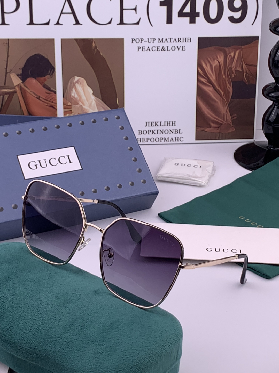 🔺 【GUCCI】开春新款 潮流爆款 时尚方框偏光太阳镜 高品质 佩戴舒适 网红潮款墨镜 女士高清尼龙偏