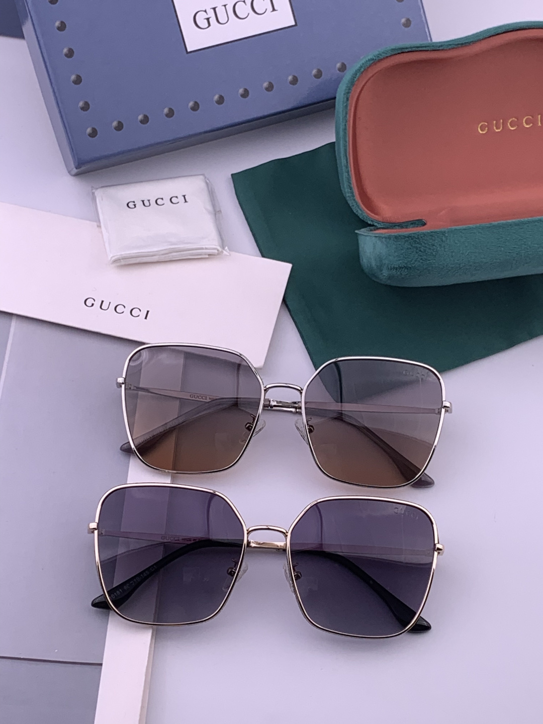 🔺 【GUCCI】开春新款 潮流爆款 时尚方框偏光太阳镜 高品质 佩戴舒适 网红潮款墨镜 女士高清尼龙偏