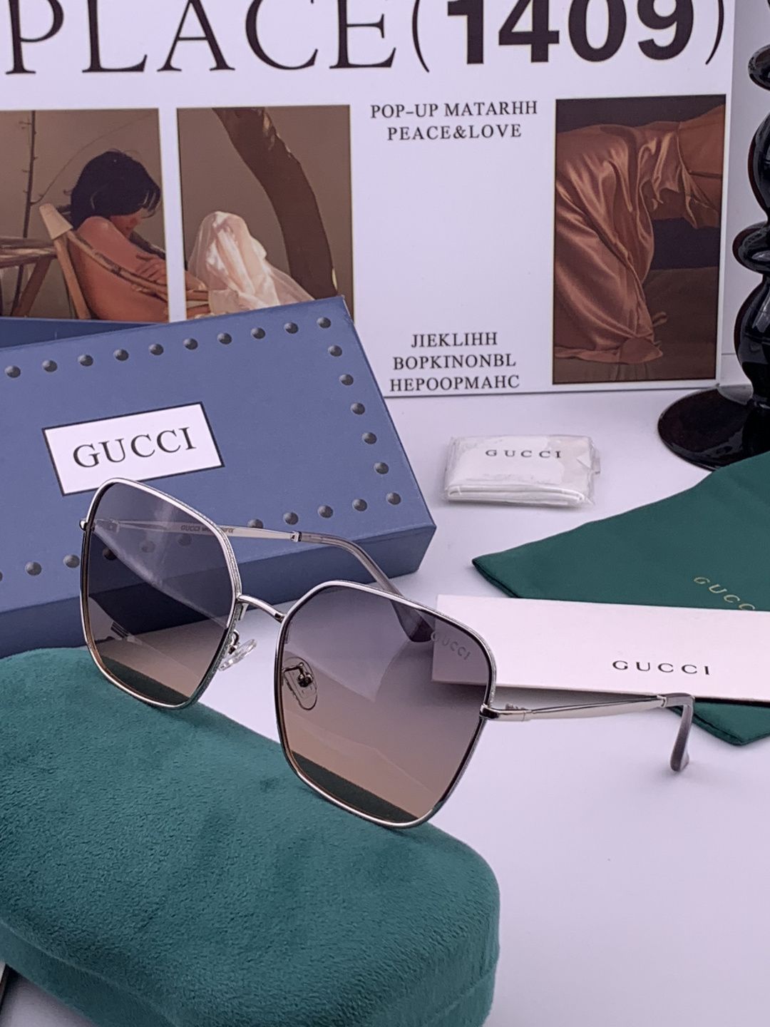 🔺 【GUCCI】开春新款 潮流爆款 时尚方框偏光太阳镜 高品质 佩戴舒适 网红潮款墨镜 女士高清尼龙偏