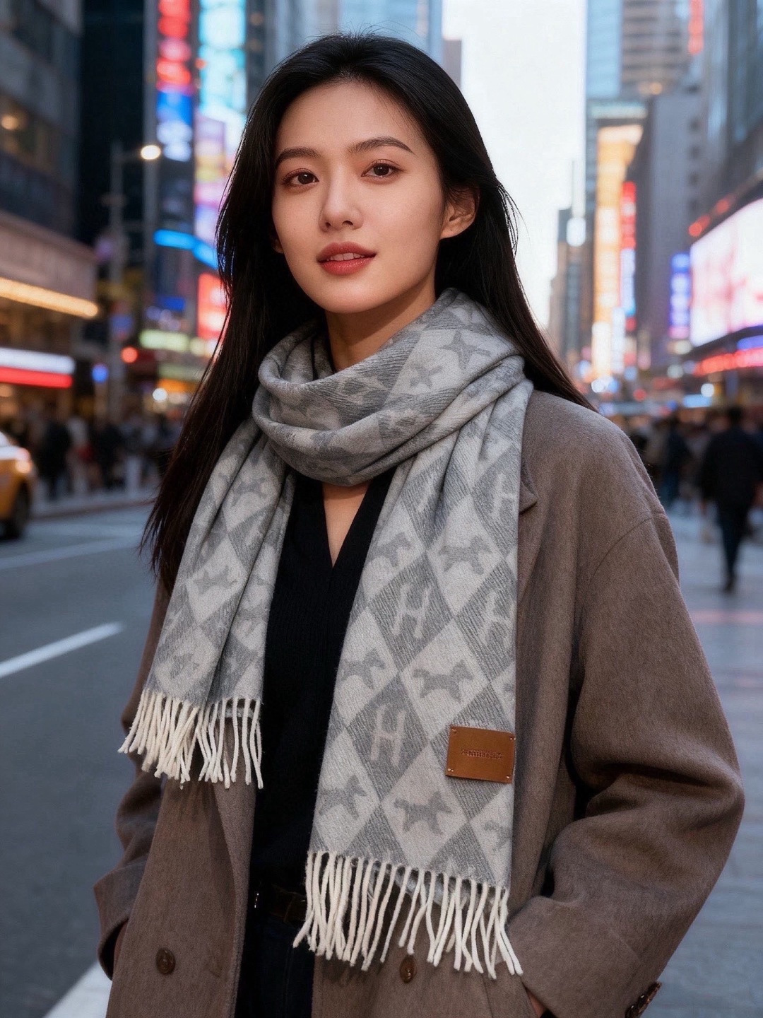 爱马仕👍巴黎时装展商务男士女士羊绒围巾。代工厂臻选上乘的超细羊绒纤维 进行纯手工精梳处理 耗时耗力 再以