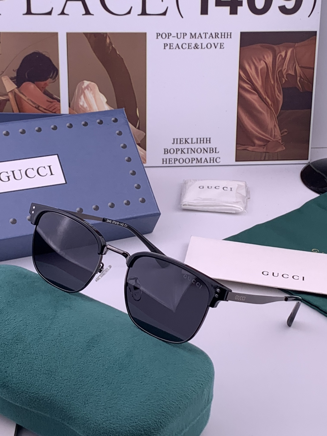 🔺 【GUCCI-偏光太阳镜】开春新款 潮流爆款 时尚方框偏光太阳镜 高品质 佩戴舒适 网红潮款墨镜 女