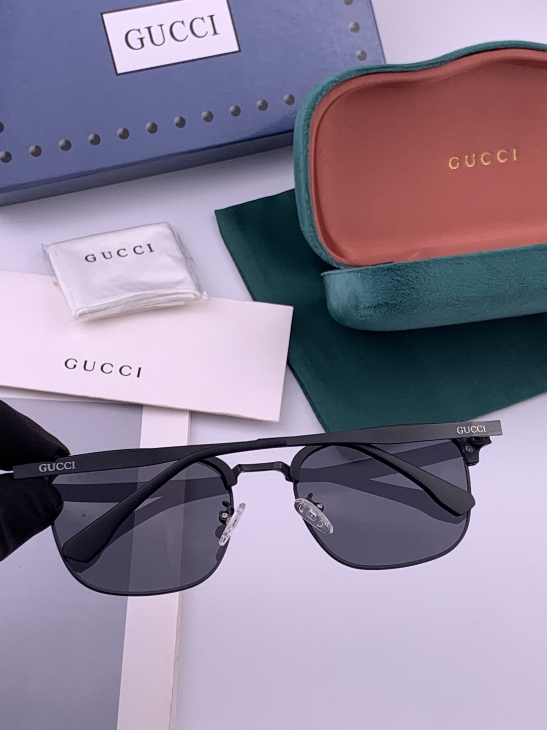 🔺 【GUCCI-偏光太阳镜】开春新款 潮流爆款 时尚方框偏光太阳镜 高品质 佩戴舒适 网红潮款墨镜 女