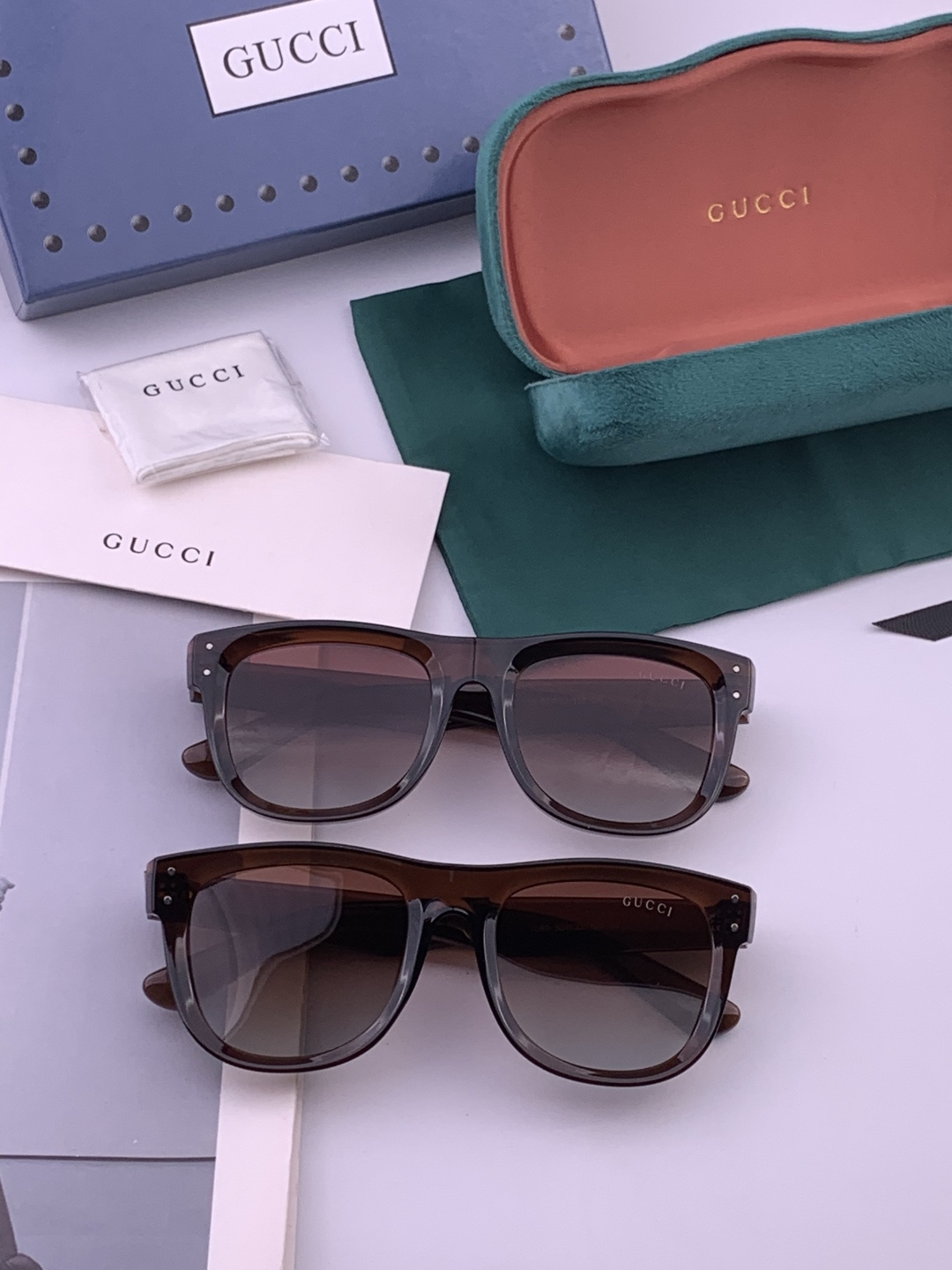 🔺 【GUCCI】开春新款 潮流爆款 时尚方框偏光太阳镜 高品质 佩戴舒适 网红潮款墨镜 型号：G910