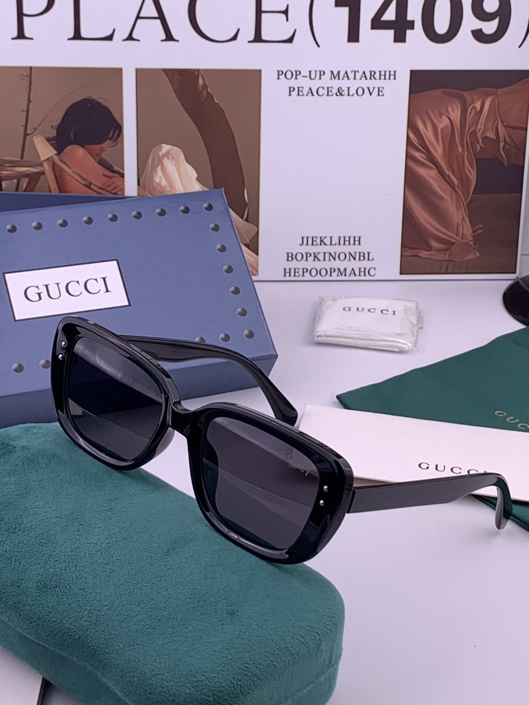 🔺 【GUCCI】开春新款 潮流爆款 时尚方框偏光太阳镜 高品质 佩戴舒适 网红潮款墨镜 型号：G590