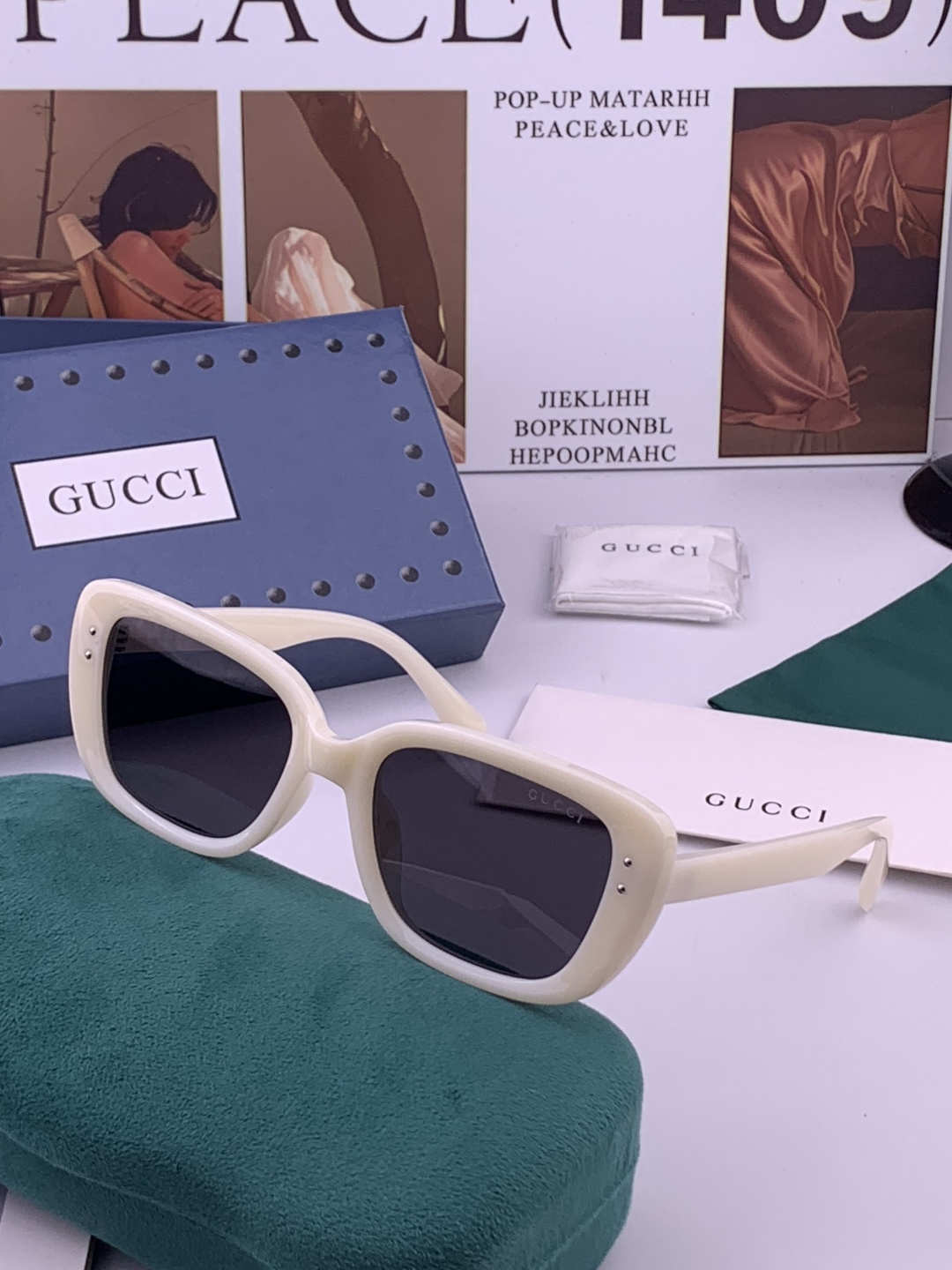 🔺 【GUCCI】开春新款 潮流爆款 时尚方框偏光太阳镜 高品质 佩戴舒适 网红潮款墨镜 型号：G590