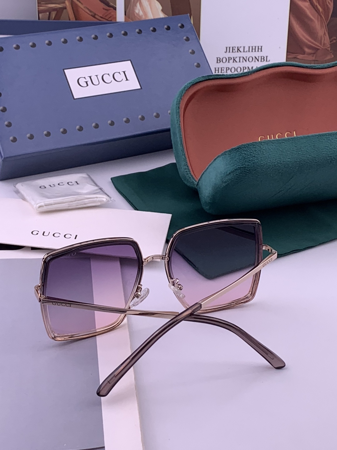🔺 【GUCCI】开春新款 潮流爆款 时尚方框偏光太阳镜 高品质 佩戴舒适 网红潮款墨镜 女士高清偏光太