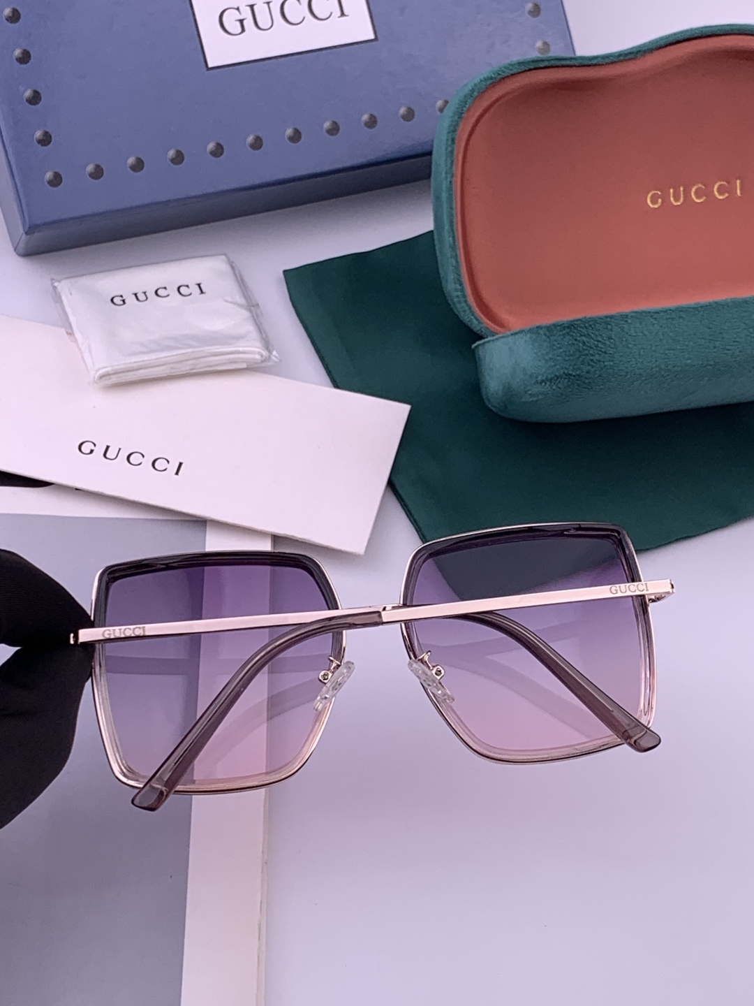 🔺 【GUCCI】开春新款 潮流爆款 时尚方框偏光太阳镜 高品质 佩戴舒适 网红潮款墨镜 女士高清偏光太