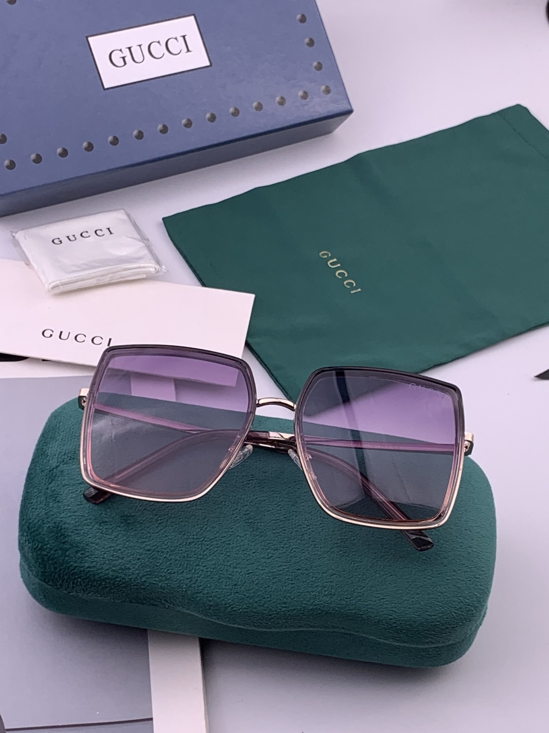 🔺 【GUCCI】开春新款 潮流爆款 时尚方框偏光太阳镜 高品质 佩戴舒适 网红潮款墨镜 女士高清偏光太