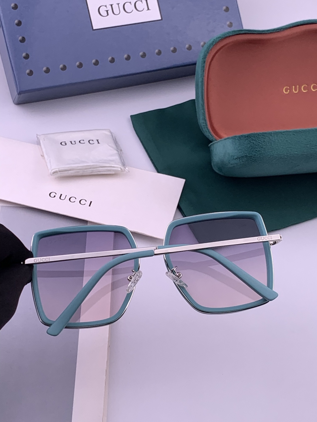 🔺 【GUCCI】开春新款 潮流爆款 时尚方框偏光太阳镜 高品质 佩戴舒适 网红潮款墨镜 女士高清偏光太