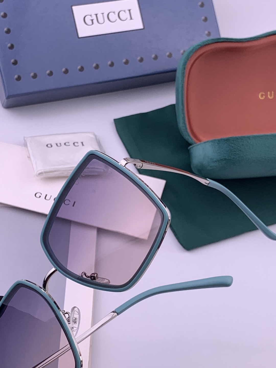 🔺 【GUCCI】开春新款 潮流爆款 时尚方框偏光太阳镜 高品质 佩戴舒适 网红潮款墨镜 女士高清偏光太