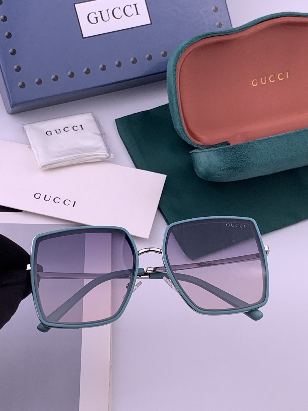 🔺 【GUCCI】开春新款 潮流爆款 时尚方框偏光太阳镜 高品质 佩戴舒适 网红潮款墨镜 女士高清偏光太