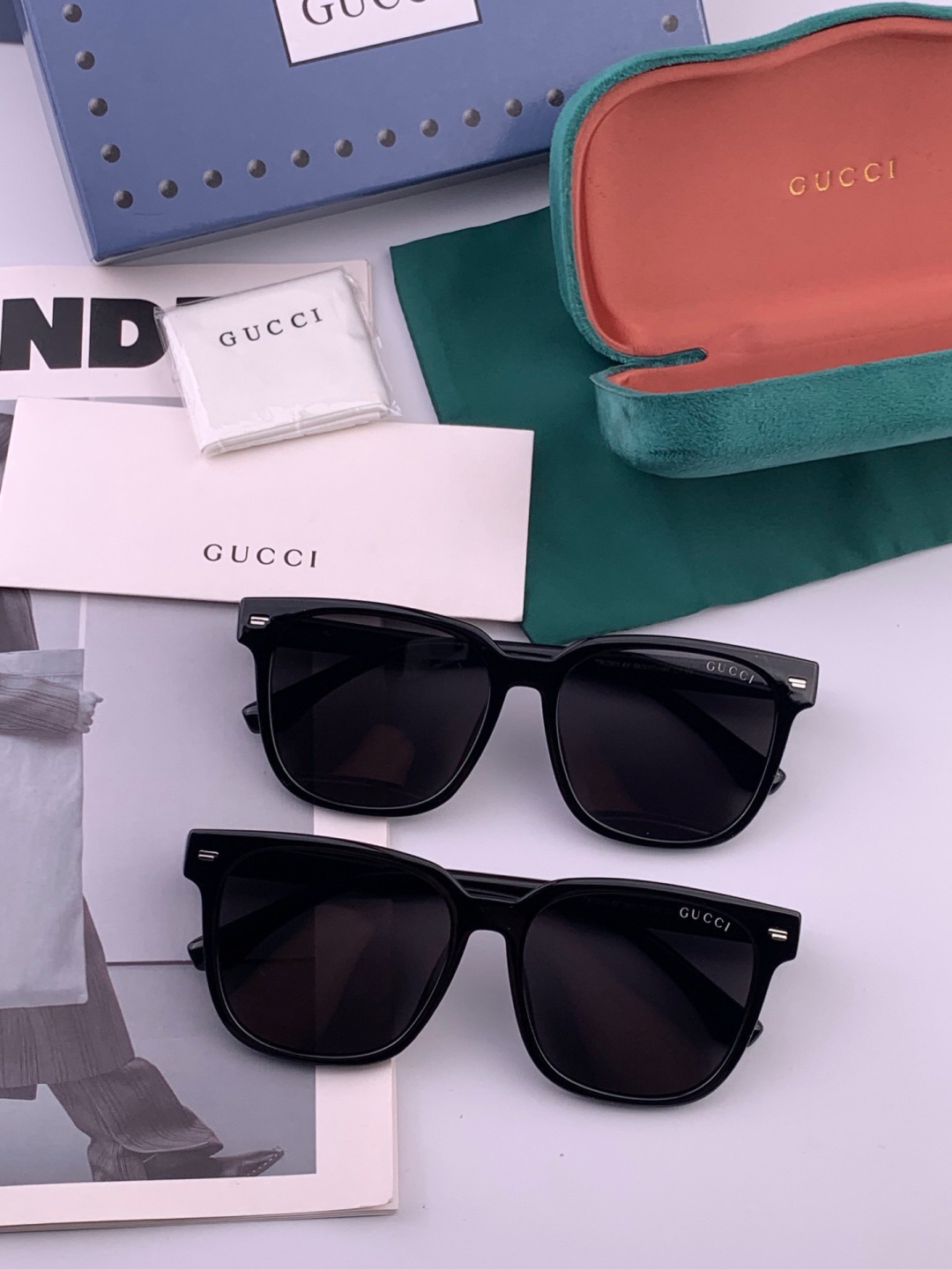 GUCCI  新款偏光太眼镜，情侣款时尚方框太阳镜佩戴舒适网红潮流款墨镜，大气女人范儿，大脸小脸都好看 