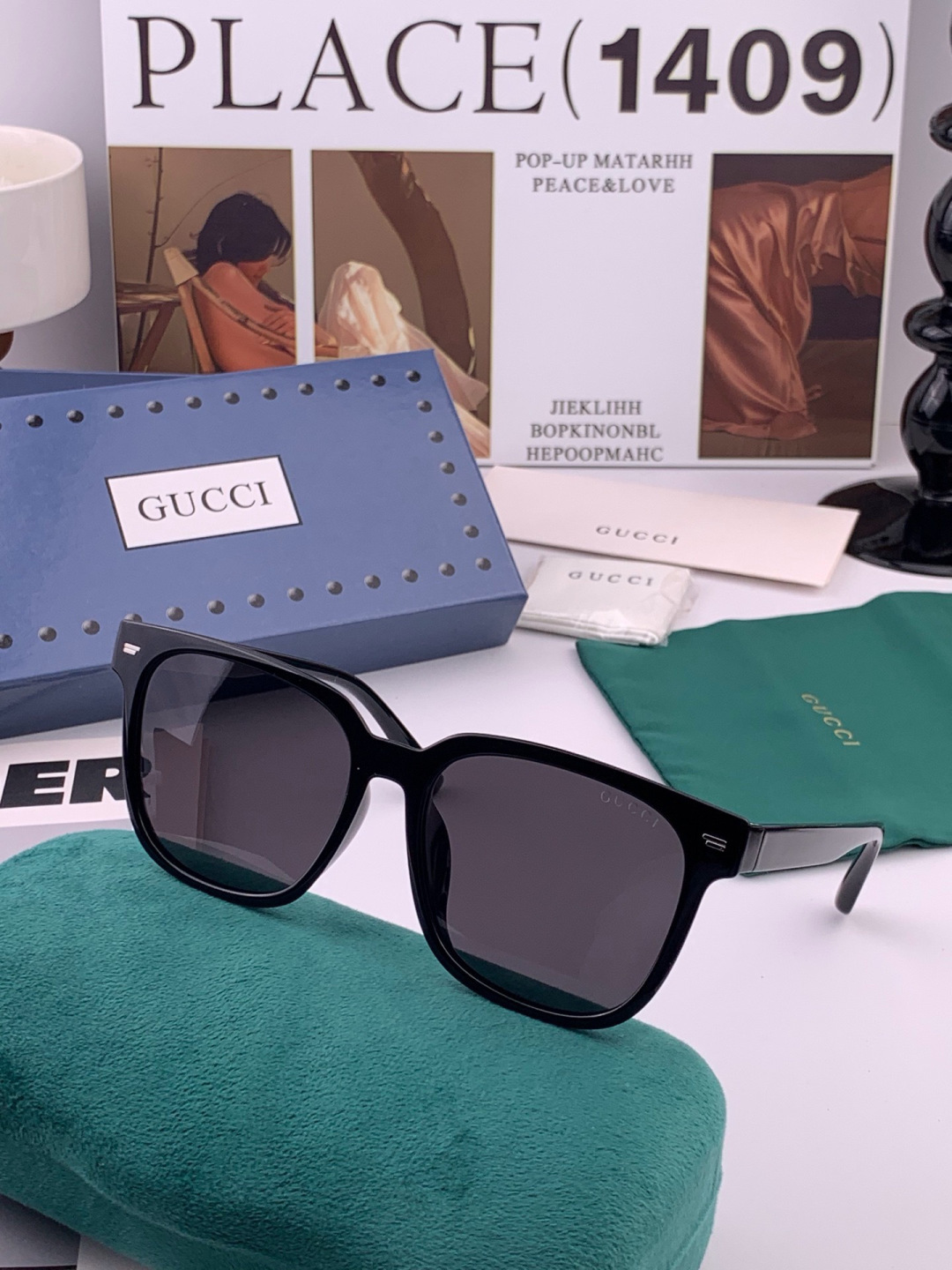 GUCCI  新款偏光太眼镜，情侣款时尚方框太阳镜佩戴舒适网红潮流款墨镜，大气女人范儿，大脸小脸都好看 