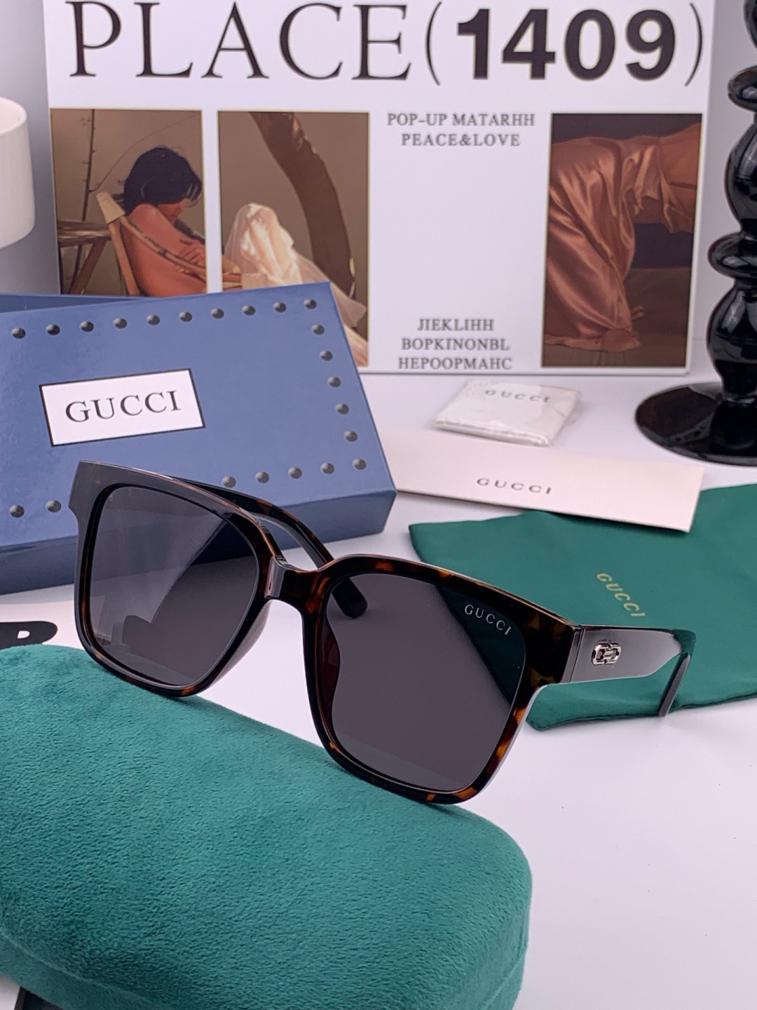 GUCCI  新款偏光太眼镜，情侣款时尚方框太阳镜佩戴舒适网红潮流款墨镜，大气女人范儿，大脸小脸都好看 
