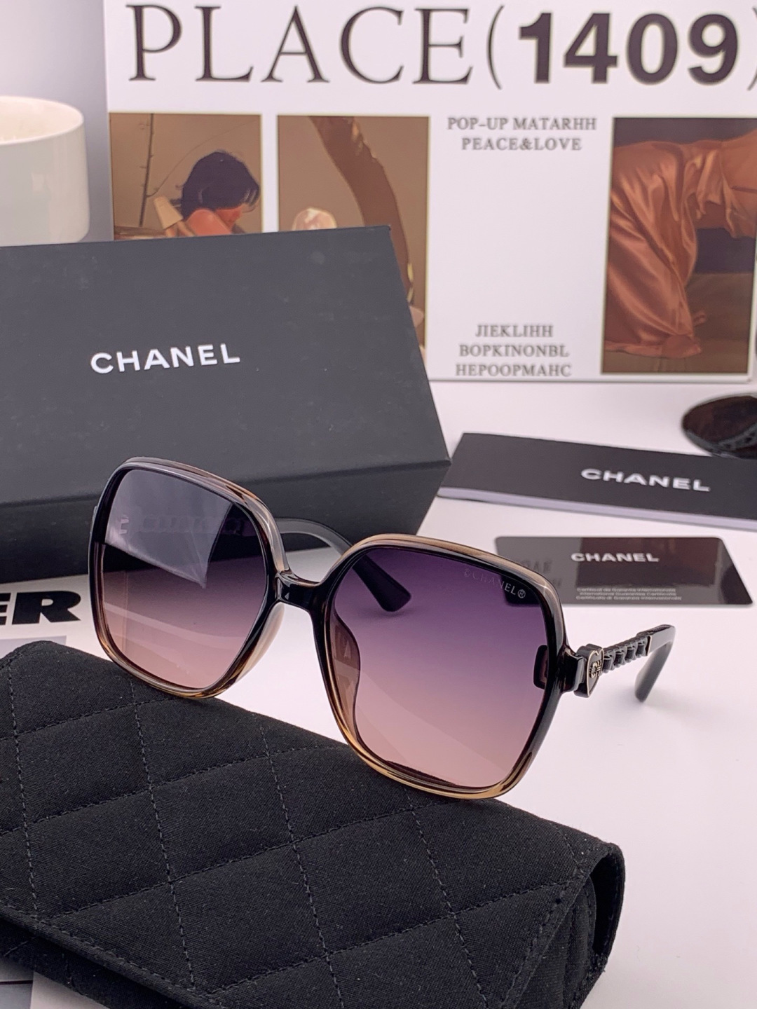 【CHANEL】香奈儿 新款潮流爆款 时尚方框太阳镜 佩戴舒适 网红潮款墨镜  女士高清加厚偏光太阳镜🕶