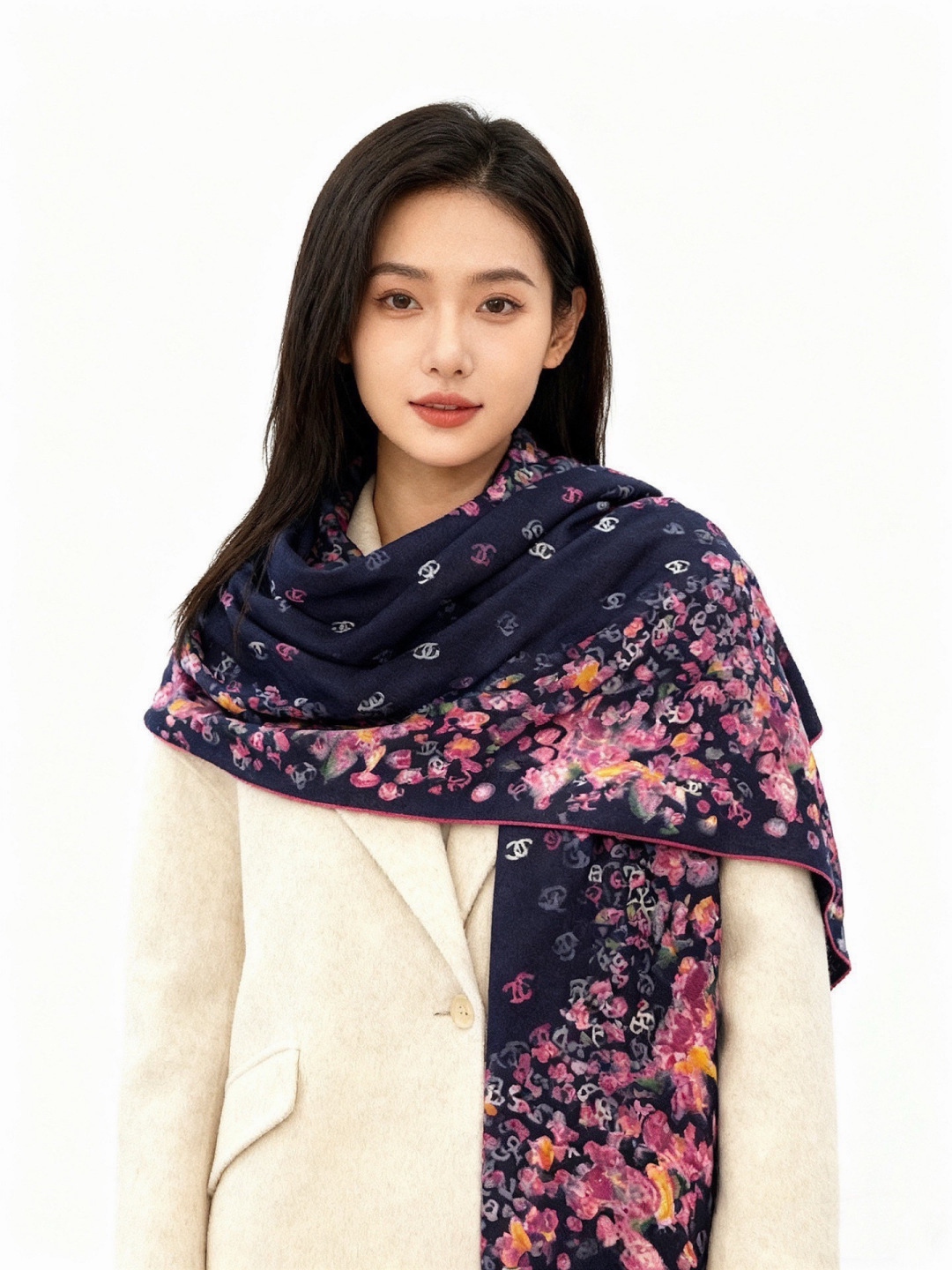 🌸·春日碎花Chanel 140丝绒双面披肩新款碎花花披肩超级有氛围感135*135cm的大尺寸配色太好
