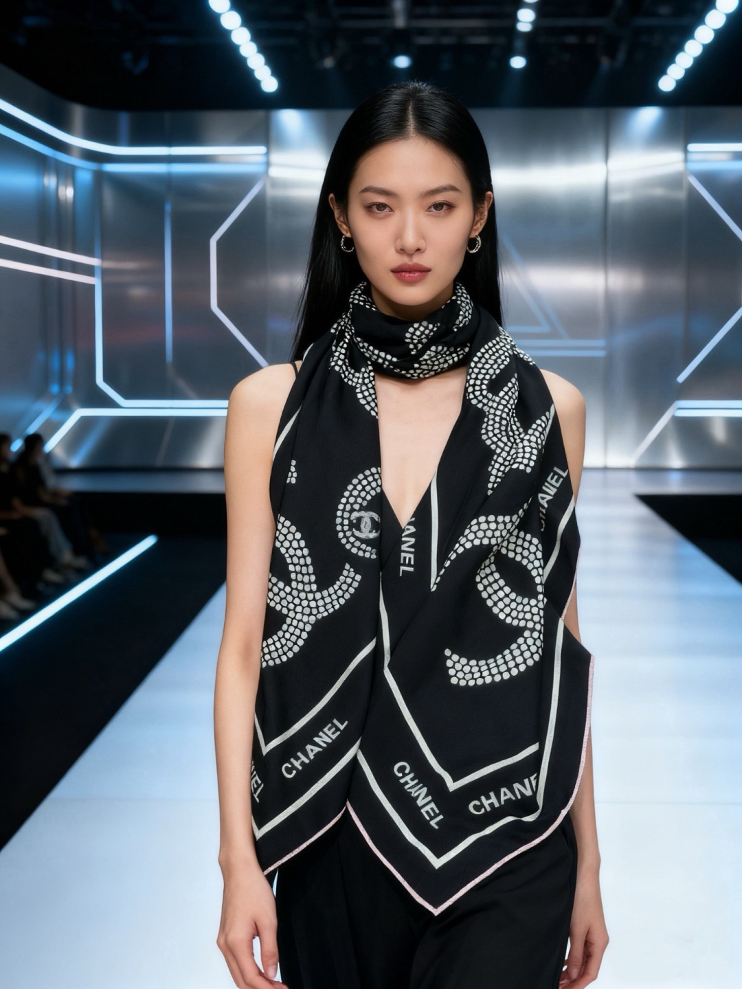 Chanel ~【140顶级双面丝绒披肩】香家logo与字母的完美碰撞设计底部还有隐隐约约的双C小Log