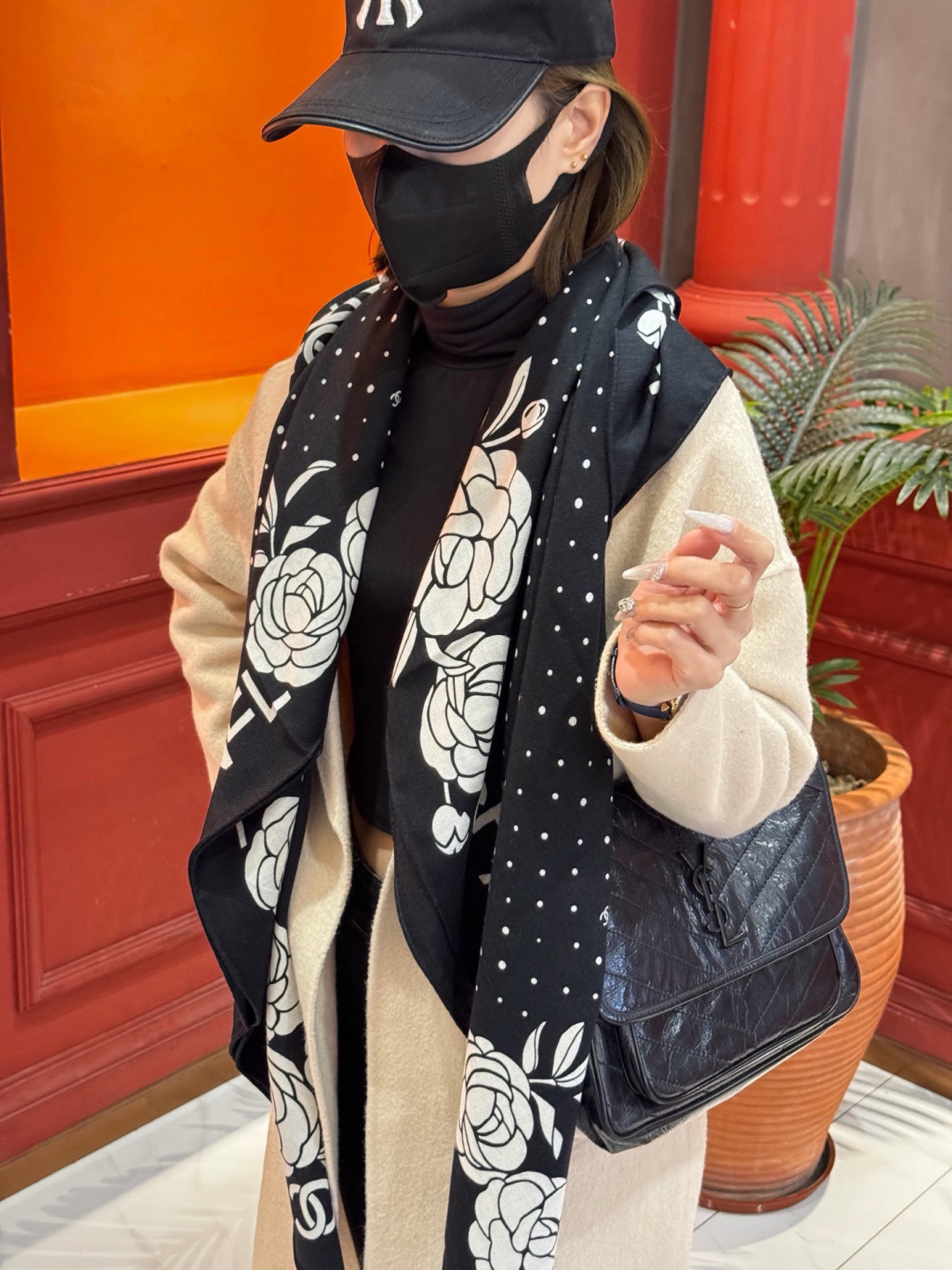 【升级双面同色 加密面料】 上新❤️ 140*140台版印花  黑白二色  高级都市新贵！山茶花的再一次