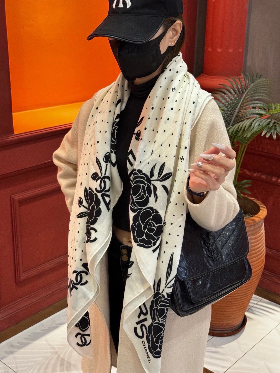 【升级双面同色 加密面料】 上新❤️ 140*140台版印花  黑白二色  高级都市新贵！山茶花的再一次