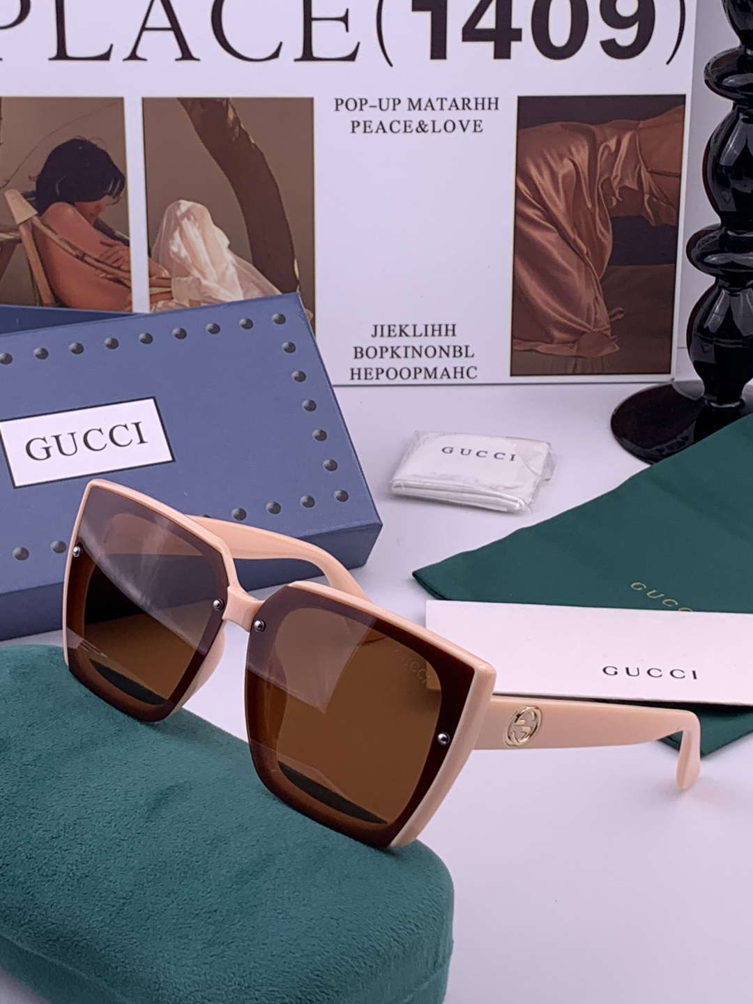 🔺 【GUCCI】开春新款 潮流爆款 时尚方框太阳镜 高品质 佩戴舒适 网红潮款墨镜 型号：G9600