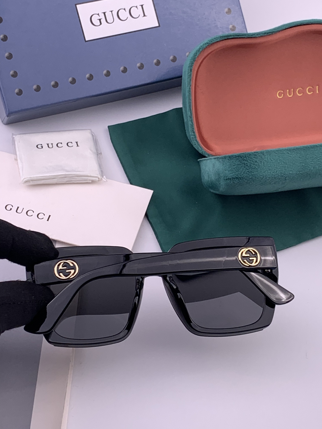 🔺 【GUCCI】开春新款 潮流爆款 时尚方框太阳镜 高品质 佩戴舒适 网红潮款墨镜 型号：G9600