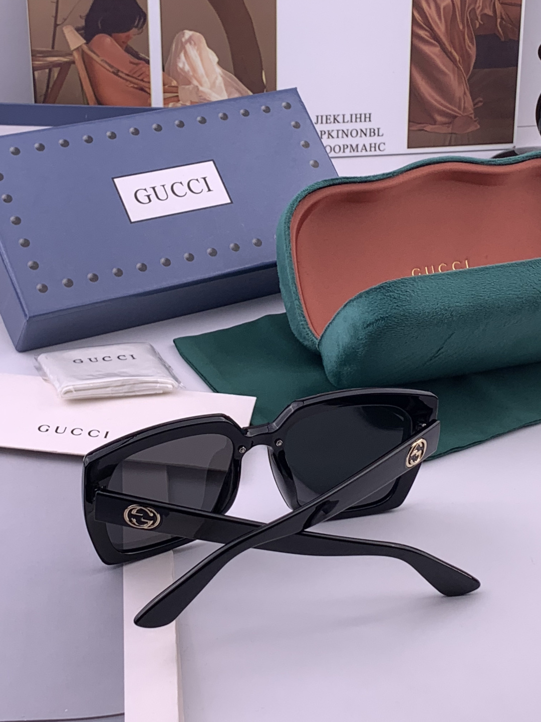 🔺 【GUCCI】开春新款 潮流爆款 时尚方框太阳镜 高品质 佩戴舒适 网红潮款墨镜 型号：G9600