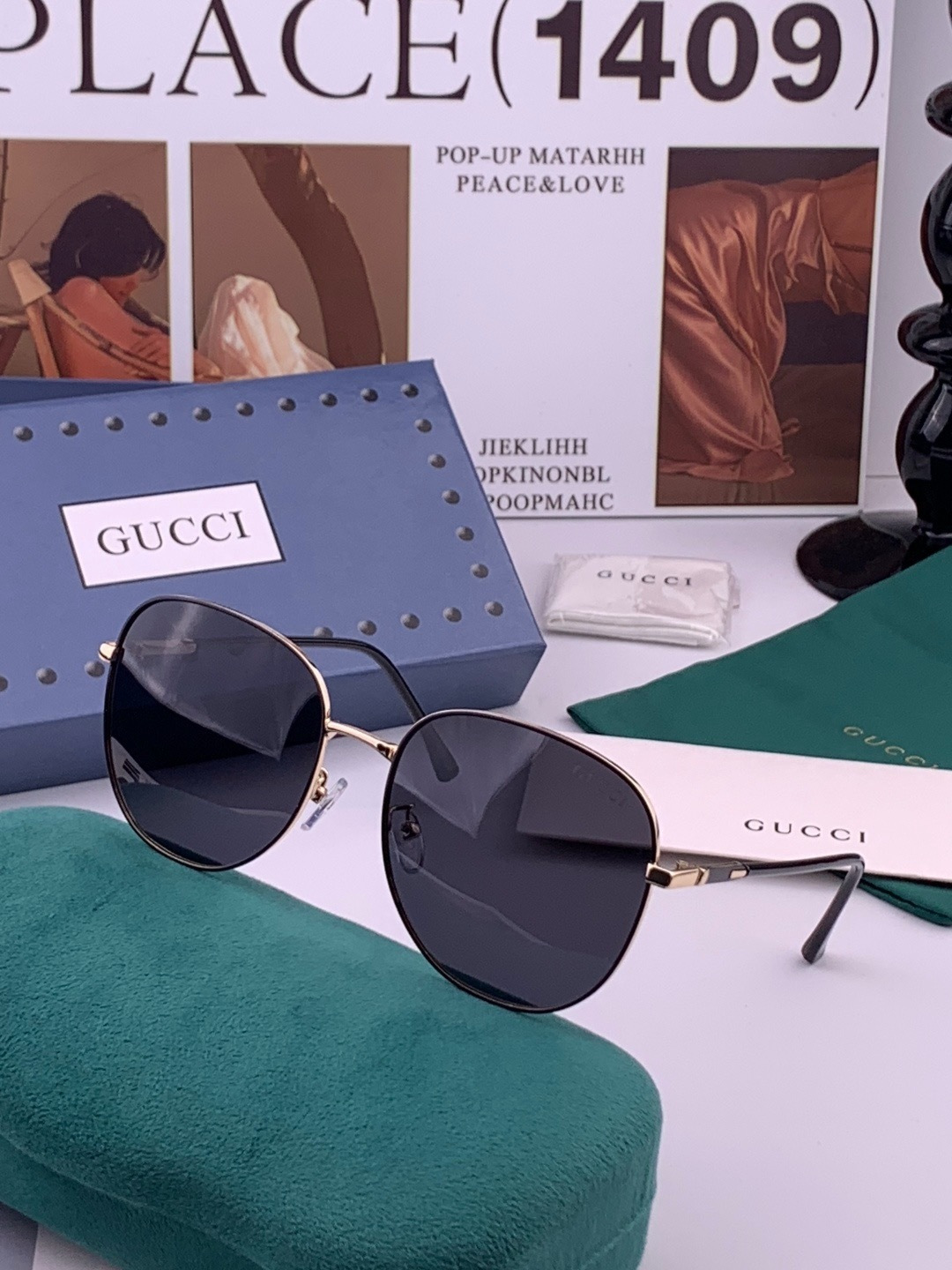 🔺 GUCCI🔻官方新款 众多明星同款[色]‼️‼️新款大框偏光墨镜 🌈🌈宝丽来超清加厚太阳镜🔝🔝型号：