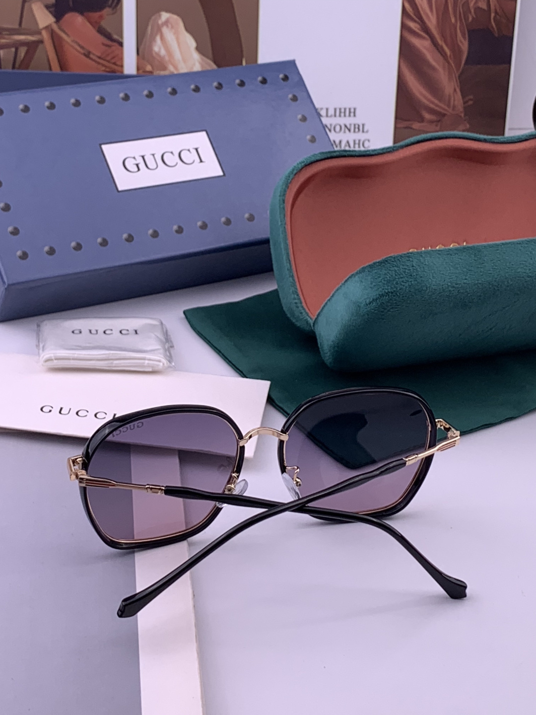 🔺 【GUCCI-偏光太阳镜】开春新款 潮流爆款 时尚方框偏光太阳镜 高品质 佩戴舒适 网红潮款墨镜 女