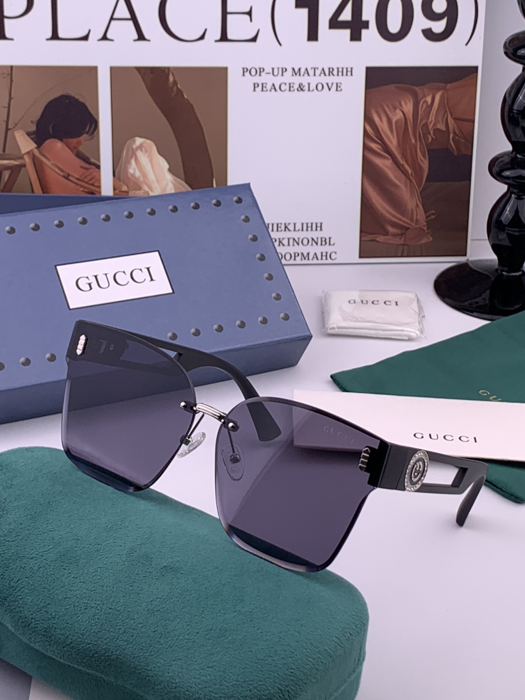 🔺 【GUCCI】开春新款 潮流爆款 时尚方框太阳镜 高品质 佩戴舒适 网红潮款墨镜 型号：G3101