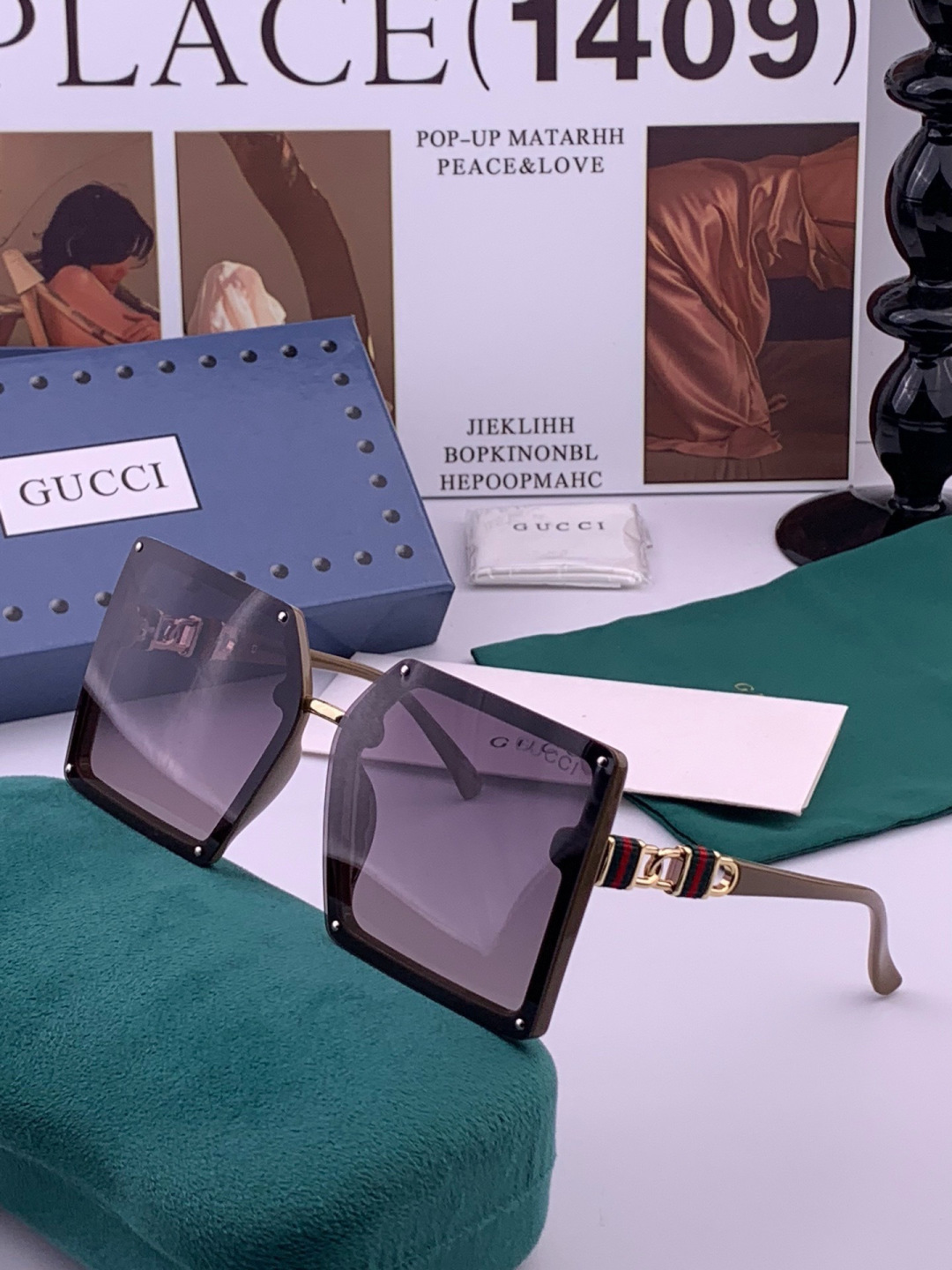 【TR偏光系列】Gucci   经典的方框设计，不挑脸型，无论搭配大衣还是连衣裙都非常显气质偏光镜片预防