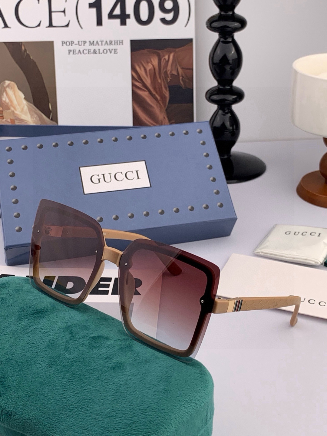 【TR偏光系列】Gucci   经典的方框设计，不挑脸型，无论搭配大衣还是连衣裙都非常显气质偏光镜片预防