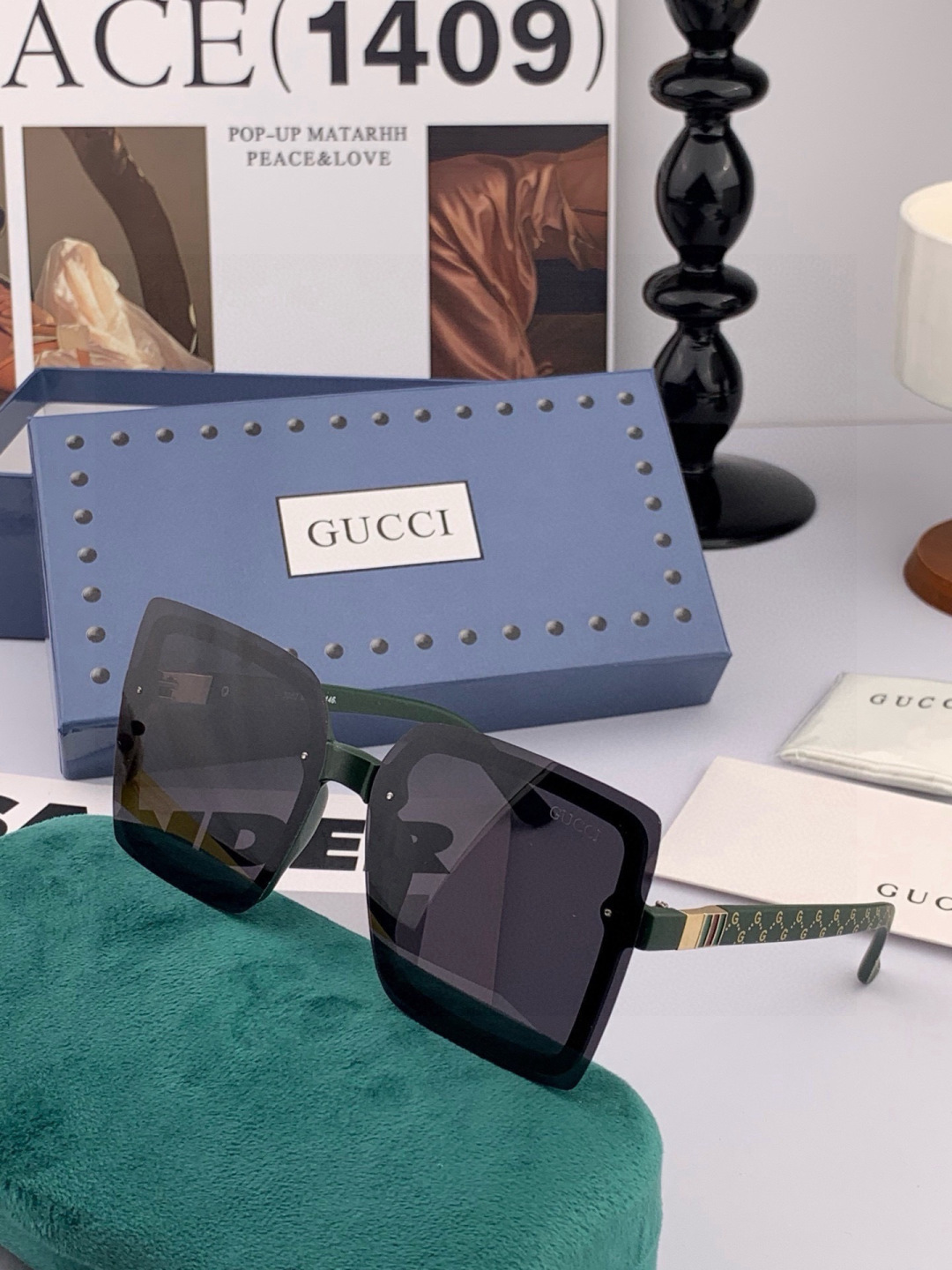 【TR偏光系列】Gucci   经典的方框设计，不挑脸型，无论搭配大衣还是连衣裙都非常显气质偏光镜片预防