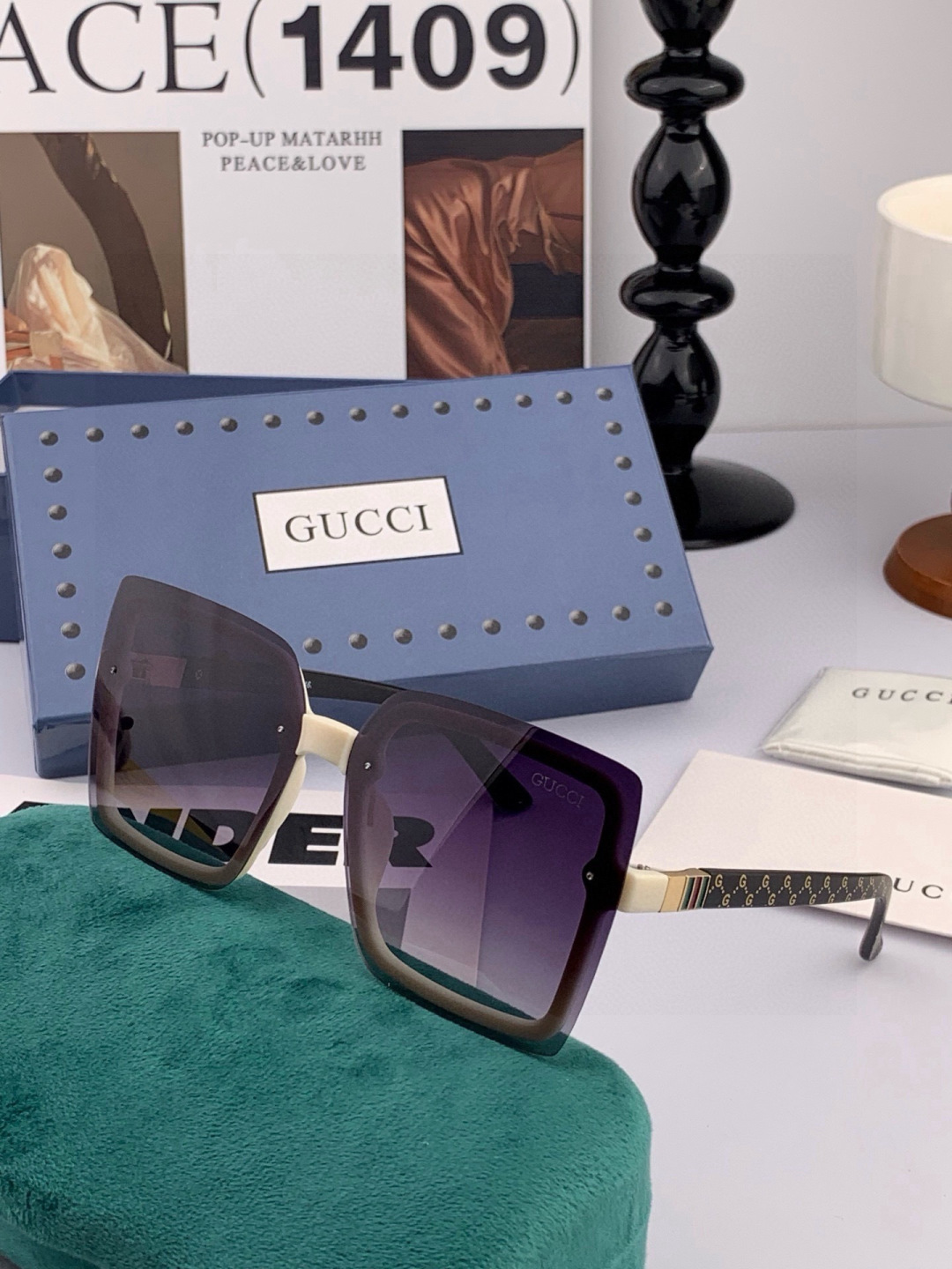 【TR偏光系列】Gucci   经典的方框设计，不挑脸型，无论搭配大衣还是连衣裙都非常显气质偏光镜片预防