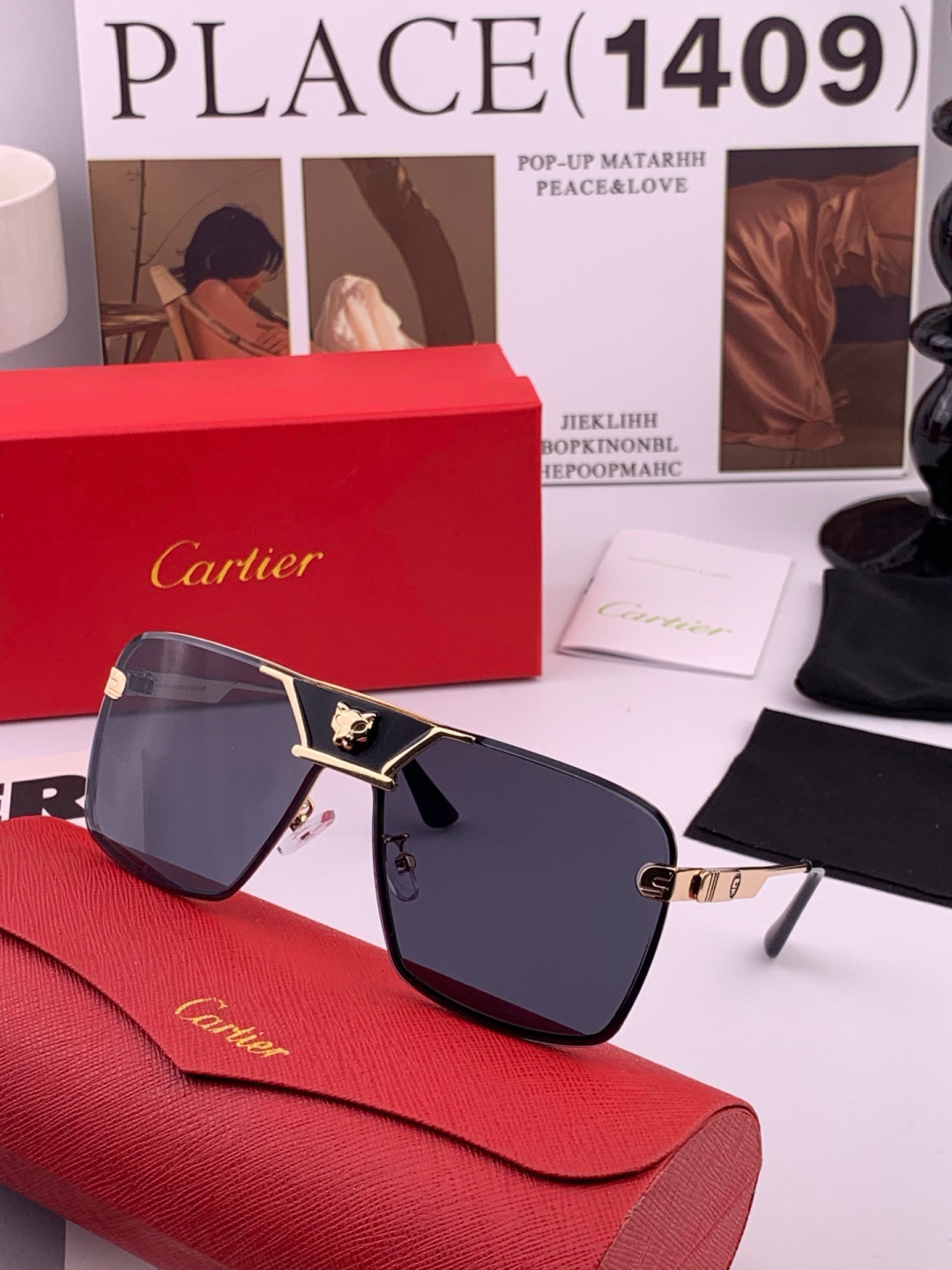 【卡地亚-cartier】 时尚高贵 很美手工🔝🔝高端品质 男女通用太阳眼镜 经典之作  有分量有质感的