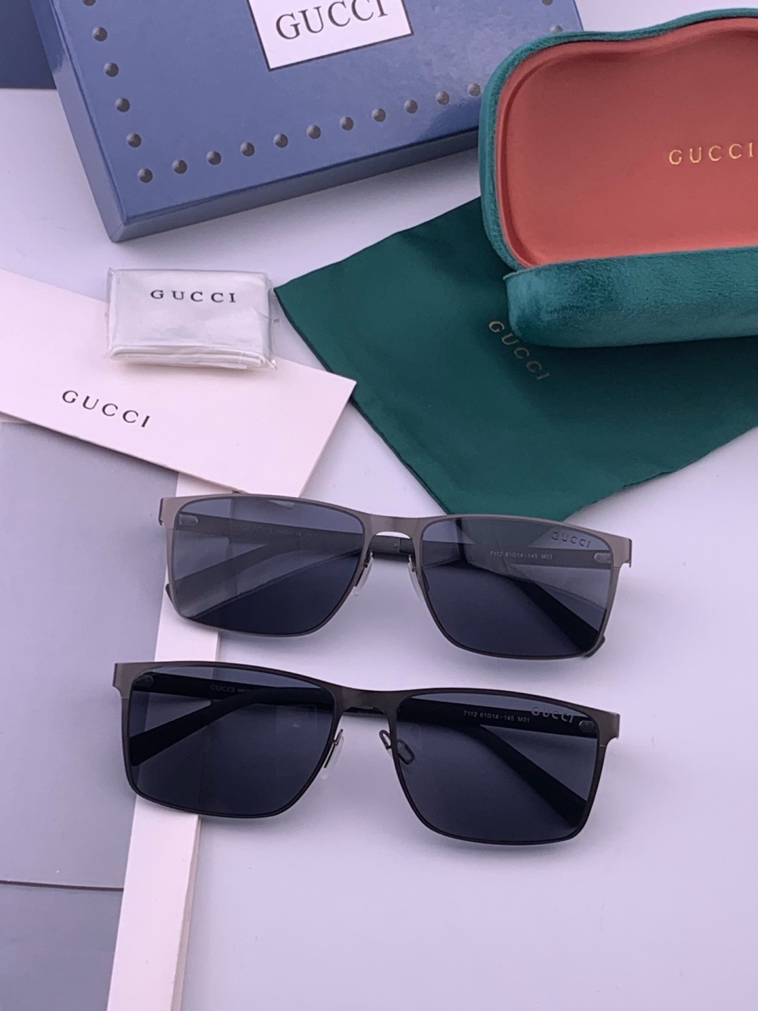 GUCCI 男款炫彩飞行员偏光太阳镜 ❤️材质：高清尼龙加厚卡槽高清偏光镜片 🌹无边框镜架💕颜👍型号：G