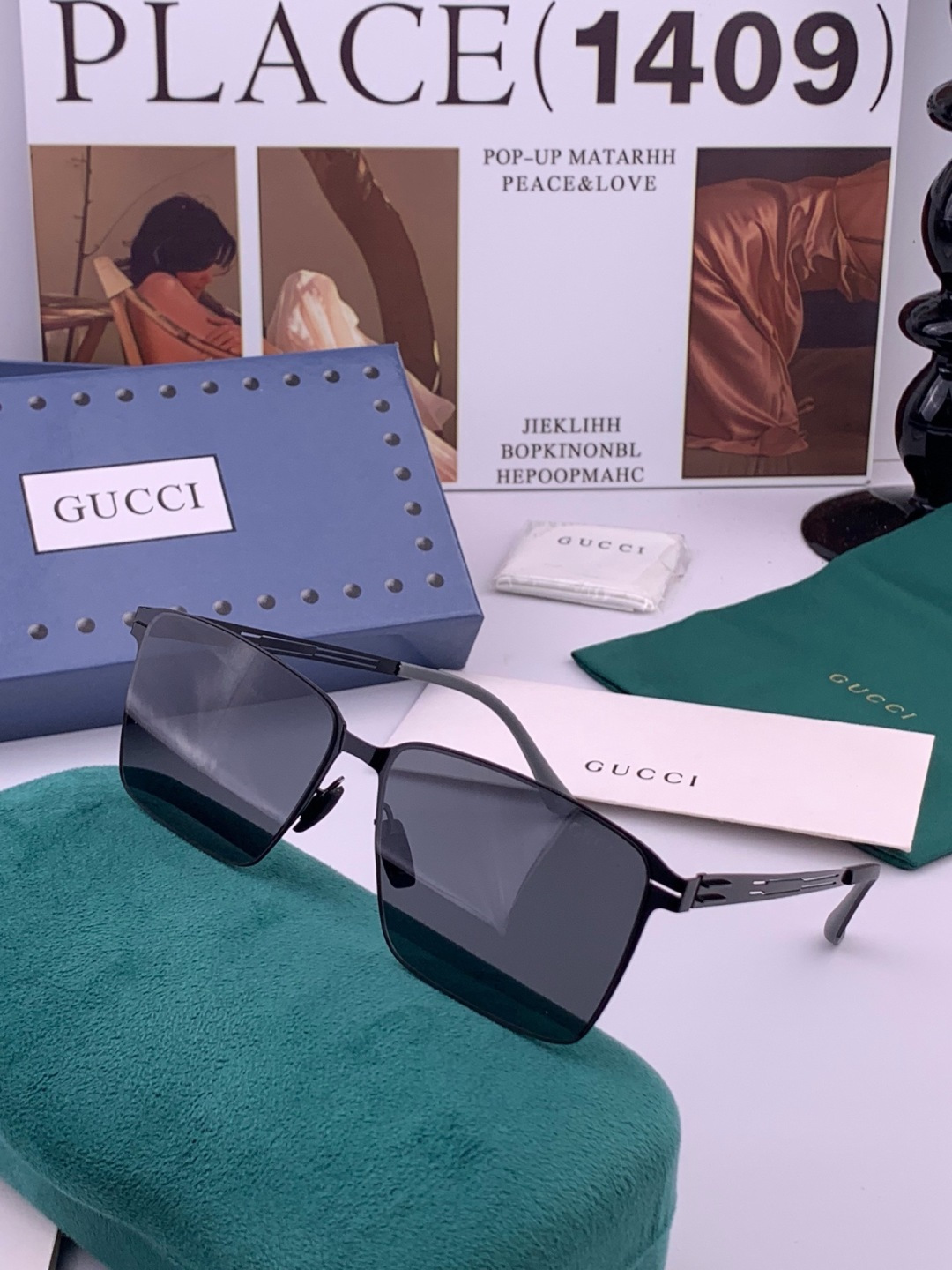 ♦️GUCCI 新款男女情侣款太阳镜多边形墨镜iP电镀永不褪色 超轻超有弹性整幅眼镜无螺丝重要的是压不坏