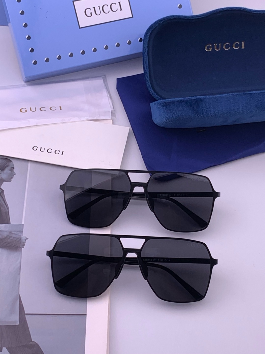 GUCCI 男款炫彩飞行员偏光太阳镜 ❤️材质：高清尼龙加厚卡槽高清偏光镜片 🌹无边框镜架💕颜👍型号：G