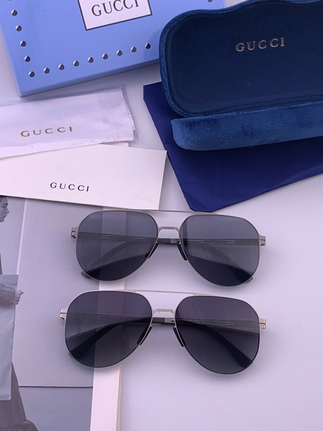 ♦️ GUCCI 新款男女情侣款太阳镜多边形墨镜iP电镀永不褪色 超轻超有弹性整幅眼镜无螺丝重要的是压不